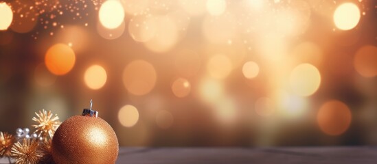 Aufkleber - Background with bokeh lights featuring a Christmas tree adorned with ornaments and a ball conveying the concept of Christmas and New Year holidays Copy space image