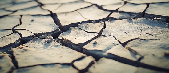 Aufkleber - A detailed close up of a crack on the ground with a macro lens capturing all its intricate details The image provides ample empty space for potential copy or captions