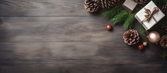 Aufkleber - A modern Christmas flat lay featuring ornaments a Christmas hat and a top down view with copy space for text It s a stylish winter mockup for greeting cards and holiday themed images