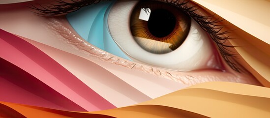 Poster - Trendy natural colors create a minimalist abstract background with geometric shapes and lines on colored paper forming an eye catching copy space image