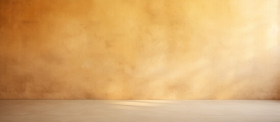 Leinwandbilder - The light brown cement blended with a touch of light yellow from the wall creates a captivating backdrop with a textured pattern of light and shadow Copy space image