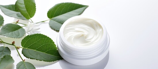 Poster - A skin care product for the face or body that is made from organic ingredients showcased on a white background with ample space for text or other images