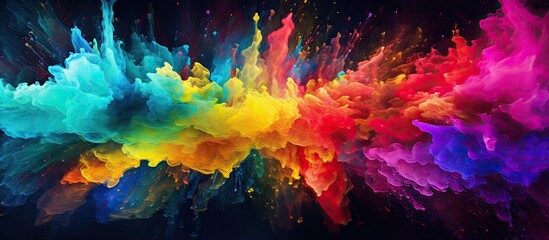 Poster - A vibrant explosion of multicolored glitter and powder creates an abstract background with a captivating freeze motion effect The image offers an artistic composition full of lively and dynamic eleme