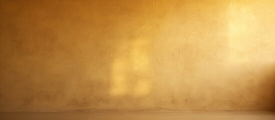 Leinwandbilder - The light brown cement blended with a touch of light yellow from the wall creates a captivating backdrop with a textured pattern of light and shadow Copy space image