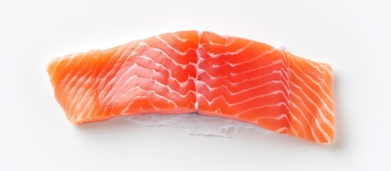 Poster - A raw piece of pink salmon a type of seafood is seen in the top view of a copy space image It is a nutritious option for those following a healthy diet including keto paleo or raw pescetarian diets