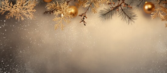 Aufkleber - Festive Christmas background with a beautifully decorated fir branch The image has ample copy space for text or additional elements to be added