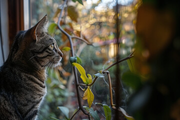 Poster - Tabby Cat Gazing Out the Window