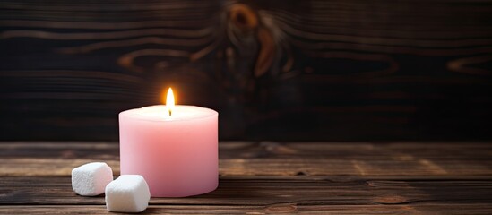 Aufkleber - A heart shaped marshmallow on a dark wooden background creates a sweet and romantic ambiance perfect for expressing love or celebrating Valentine s Day The image offers plenty of copy space to add pe