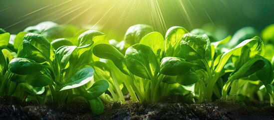 Aufkleber - organic water spinach sprouts a type of leafy vegetable grow naturally without the use of chemicals 
