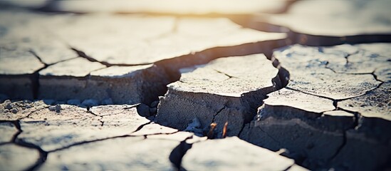 Aufkleber - A detailed close up of a crack on the ground with a macro lens capturing all its intricate details The image provides ample empty space for potential copy or captions