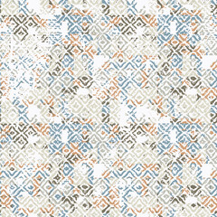 Wall Mural - Abstract traditional folk antique graphic fabric line.Tribal embroidery stitch ikat repeat pattern. Ethnic Ikat tropical seamless pattern pastel tone.