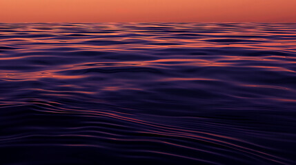 Ocean sunrise, sea sunset soft blurred background,  dark blue water waves splash, ripple texture, colorful red pink purple yellow clouds sky, sun reflection, evening, night. Generative AI