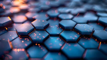 Wall Mural - intriguing blue tech background with hexagonal motifs, offering versatile space for text overlays.