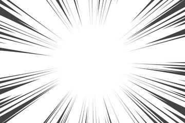 Poster - comic manga radial lines with speed effect for comics book. black and white explosion background. fl