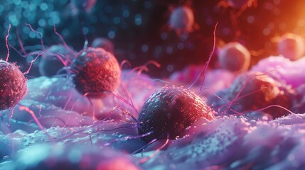 Wall Mural - Digital 3d illustration of cancer cells in the human body