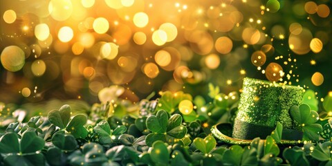 Wall Mural - St. Patrick's Day, holiday attributes on a beautiful background, hdr colors, bright picture, space for text, banner