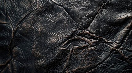 Canvas Print - Dark leather texture seen up close