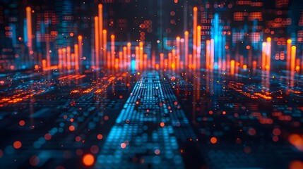 Poster - glowing financial dashboard with insightful market analytics and charts