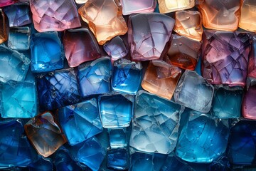 Poster - Vibrant image showcasing a multitude of colored glass cubes arranged in a mosaic pattern
