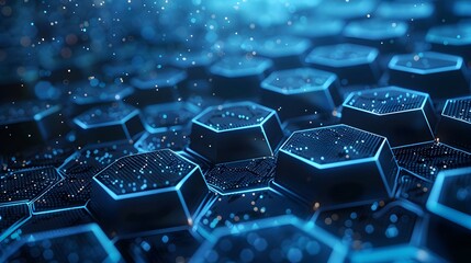 Wall Mural - blue abstract with hexagonal patterns, technology abstract background