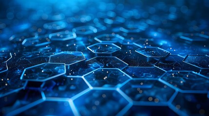 Wall Mural - blue abstract with hexagonal patterns, technology abstract background