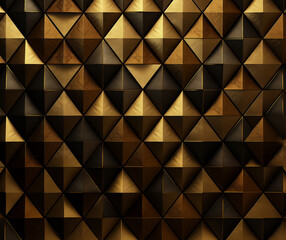 Wall Mural - 3D gold pyramid background.. GenerativeAI, Dark gold geometric wallpaper. luxury background