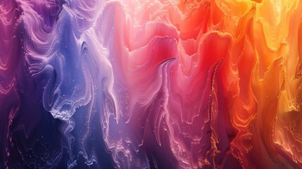 Poster - Vibrant and abstract wavy pattern with a smooth gradient of colors ranging from purple to orange