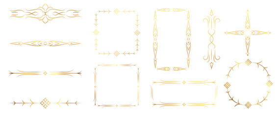 Fototapete - collection of geometric art deco ornament. luxury golden decorative elements with different lines, f