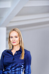 Aufkleber - Confidence, mockup and portrait of business woman in house, home or apartment with happiness for corporate career. Female person, employee and worker in finance, investment and banking in living room