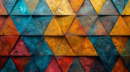 Poster - Vibrant colors form a geometric pattern on a textured surface, evoking a sense of creativity and modernity