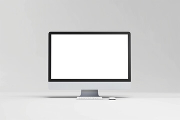 Aufkleber - Realistic computer mockup on gray background with realistic shadow. Computer with transparent screen, silver design.