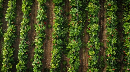 Wall Mural - Strawberry Plantation in a Line