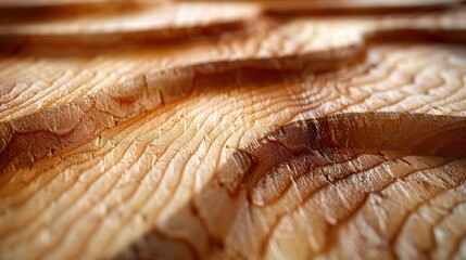 Poster - Detailed view of natural wood grain texture with focus on the intricate patterns and warm golden lighting