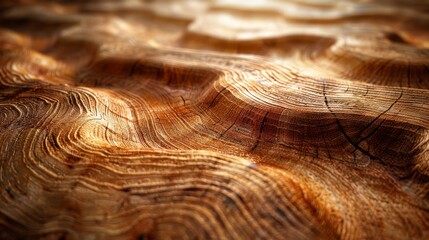 Poster - Soft, warm light enhances the wavy texture of wood grain in this close-up photography