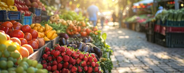 summer day outdoor market Shopping at an outdoor market or fair on a summer day