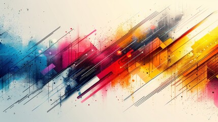 Poster - An abstract composition with splatters and lines suggesting movement and energy across a textured background