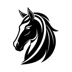 Poster -  a minimalist logo vector art illustration with a points horse head logo,