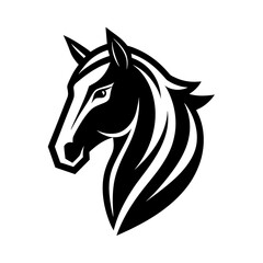 Poster -  a minimalist logo vector art illustration with a points horse head logo,