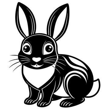 cute Rabbit different style vector illustration line art