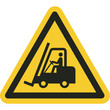 © rizkikijol - ISO warning safety signs_warning ; forklift trucks and other industrial vehicles symbol and pictogram only size 1 x 1 x 1 triangular shape