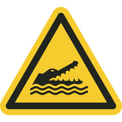 Wall Mural - ISO warning safety signs_warning ; crocodiles, alligators or caymans symbol and pictogram only size 1 x 1 x 1 triangular shape