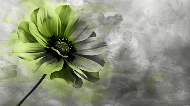 A perfect symbol for Mother s Day a vibrant green and duotone grey illustration of a flower embracing the essence of love
