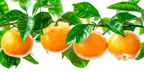 Wall Mural - Close-up of ripe Grapefruit on a tree branch. Vibrant citrus fruits and green leaves convey freshness and healthy living