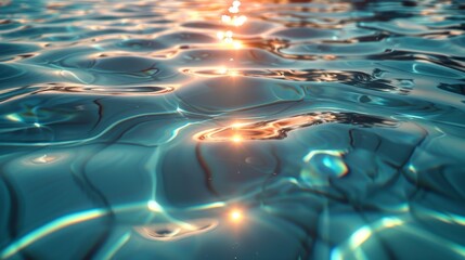 Poster - Image captures the serene ripples of water with sunlight reflecting, creating a warm, tranquil environment