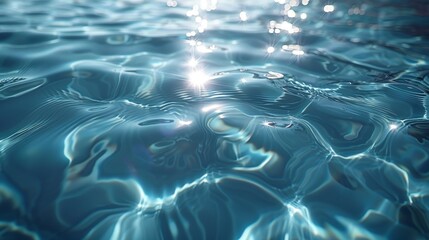 Poster - Soft focus of rippled water surface with sparkling sun flare gives a sense of calm and tranquility