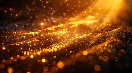 Poster - Ethereal scene of a light beam dancing over a glittery surface, creating a magical atmosphere