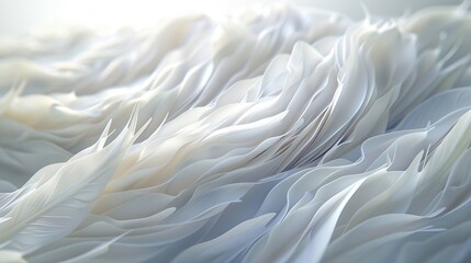 Poster - An array of layered white feathers beautifully lit with soft, diffused lighting, creating a calming texture