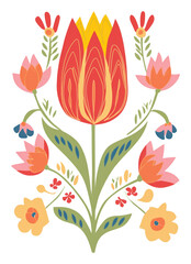 Wall Mural - PNG Tulip art pattern flower.