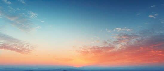 Wall Mural - Clear Sky of Early in the Evening Twilight Sunset Time Texture Background. Creative banner. Copyspace image