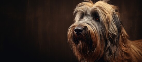 Poster - the portrait of Briard Berger de Brie Dog. Creative banner. Copyspace image
